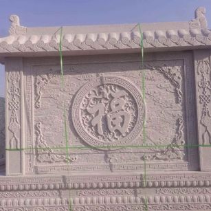 枣庄 芝麻白花岗岩屏风，照壁，影壁