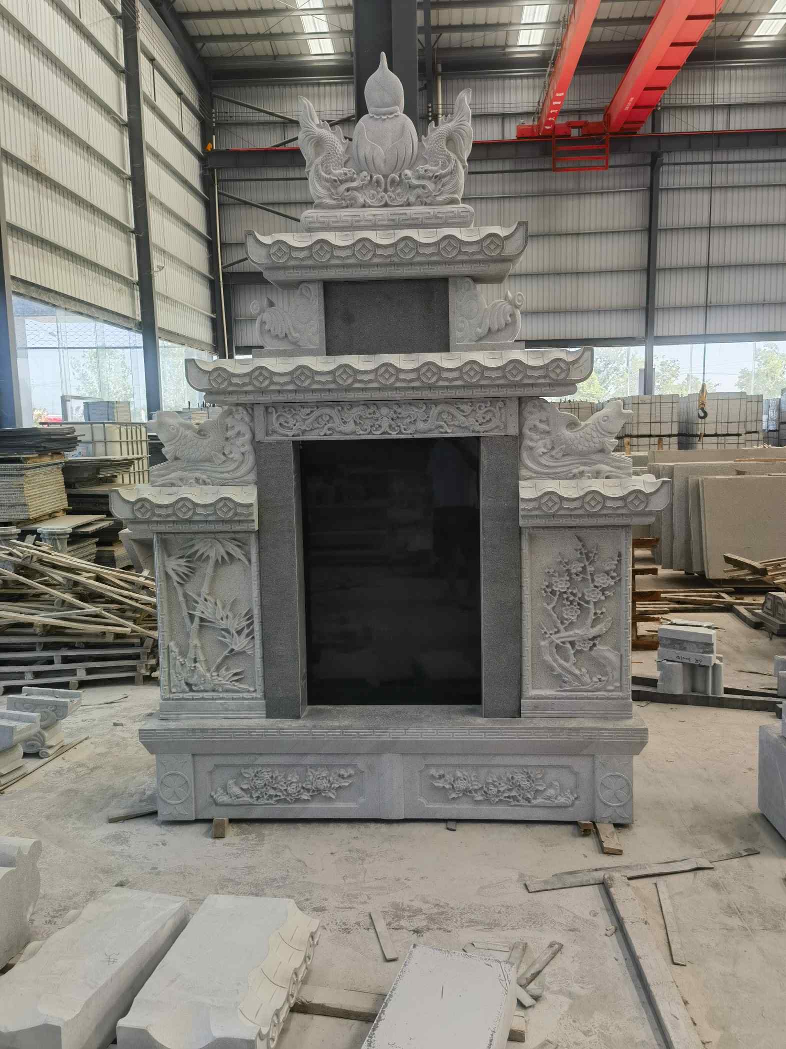 枣庄 芝麻灰高档墓碑、土墓，一套也支持定做