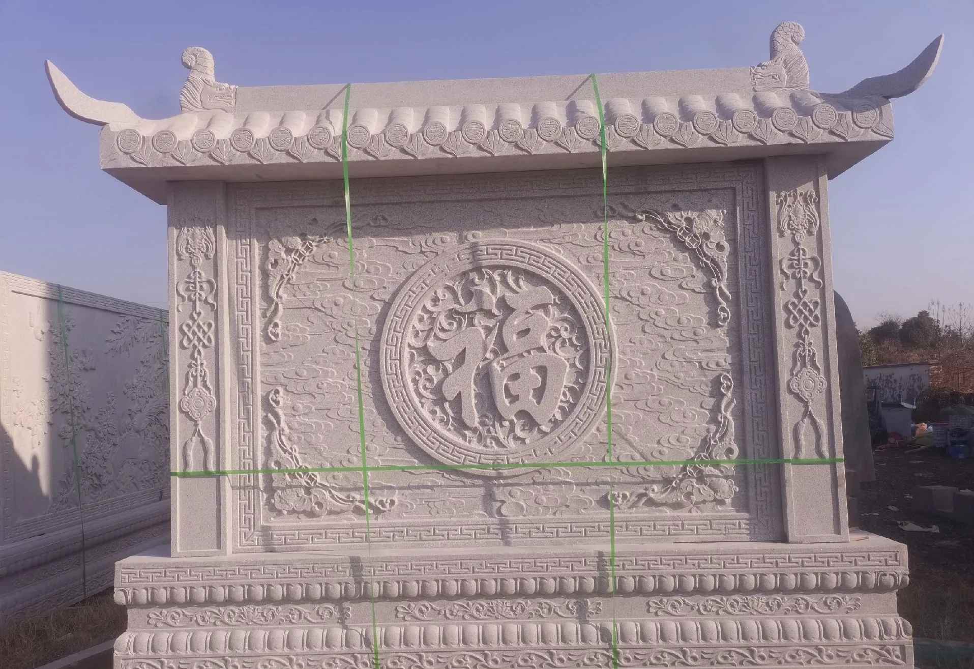 枣庄 芝麻白花岗岩屏风，照壁，影壁